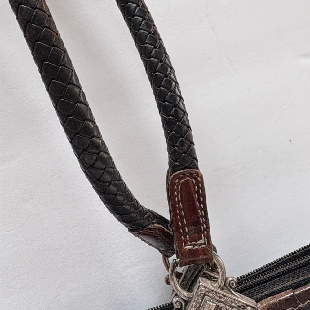 Vintage Brighton Black/ Crocodile Braided Handle Shoulder Bag - Picture 5 of 9